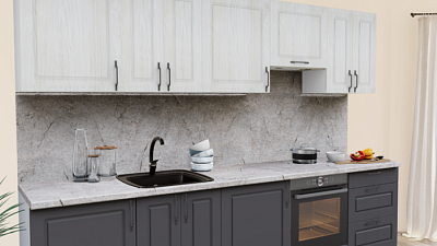 Кухня на заказ Вяз беленный - Грей нубук